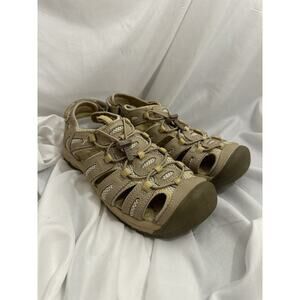 Khombu Womens Watermates Sport Water Sandal Sz 8 Beige Leather River